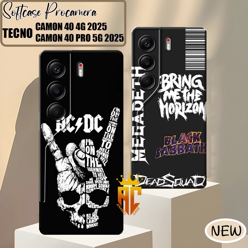 ล่าสุด Tecno Camon 40 4G / Tecno Camon 40 Pro 4G / 5G 2025 Softcase Cool Metallic Band Motif Casing 