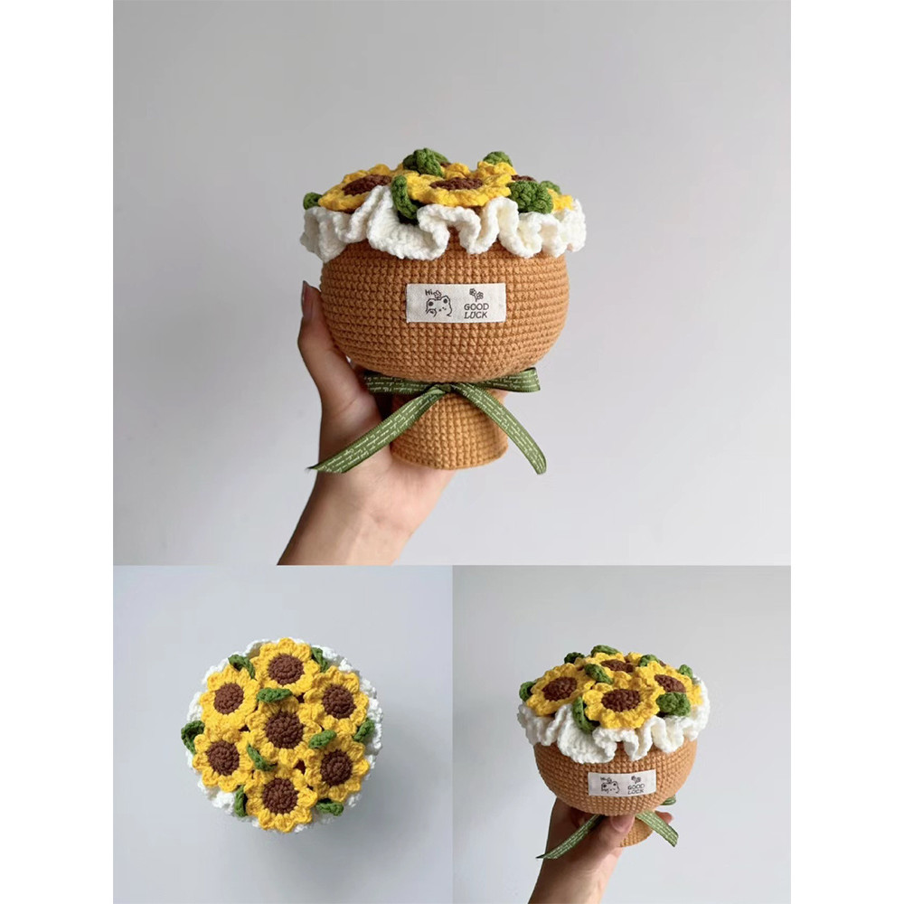 Crochet diy Yarn DIY Teacher's Day Large Sunflower Bouquet Handheld Gift Handmade Eternal Flower Kit