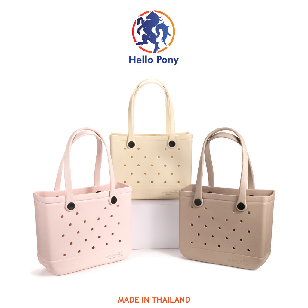 Hello Pony รุ่น BM4002 กระเป๋าผู้หญิง กระเป๋าถือ สีสันสดใส สามารถติดตัวการ์ตูนได้ วัสดุ EVA กระเป๋ามีรู DIYทรงมินิมอล