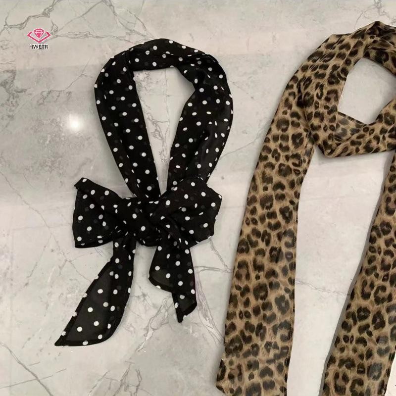 ผ้าพันคอผ้าไหมสไตล์เรโทร leopard polka dots สำหรับผู้หญิง ออกแบบให้แมตช์ได้กับทุกโอกาส