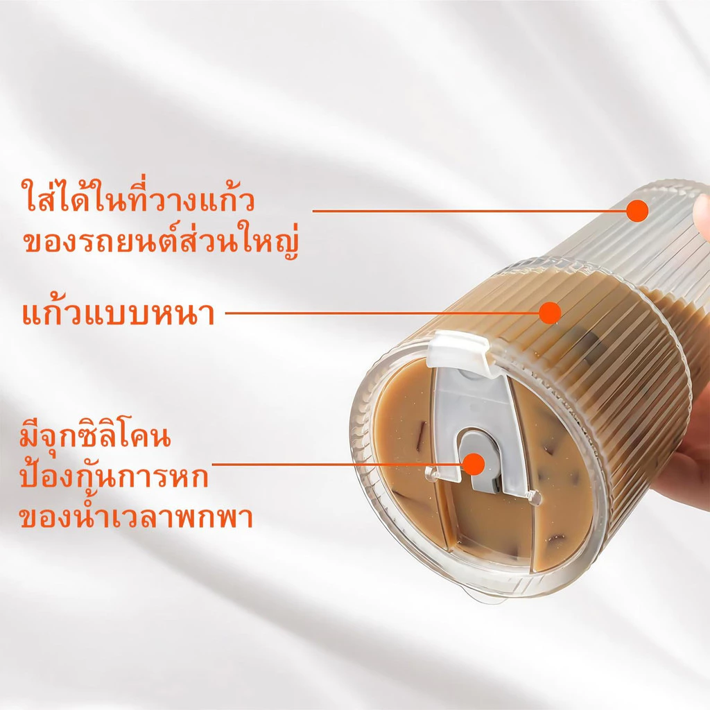 แก้วบอโรซิลิเกต มีฝาและหลอด 600ml กันรั่ว thumbnail 5