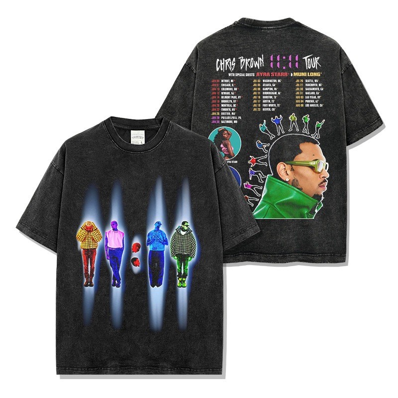 เสื้อยืดวินเทจ ฝ้าย100% ลายล้าง ทันสมัยและแฟชั่น เสื้อแขนสั้น Chris Brown จัดส่งภายใน 48 ชั่วโมง