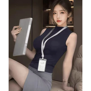 Crush💘ชุดคอสเพลย์ สาวออฟฟิศ ชุดเลขาสุดแซ่บ เสื้อแขนกุด+กระโปรงสั้น ผ้าใส่สบาย 🛒พร้อมส่งจากไทย (ฺMS-035)