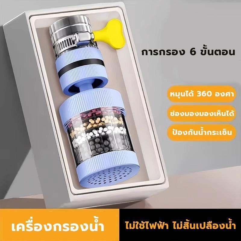 【ซื้อ 1 แถม 1】หัวกรองน้ำก๊อกน้ำ 6 ชั้น หมุนได้ 360 องศา กรองสิ่งปน  รวมหัวสปริงเกลอร์ ง่ายต่อการติดตั้ง ใช้งานสะดวก - รูปที่ 4