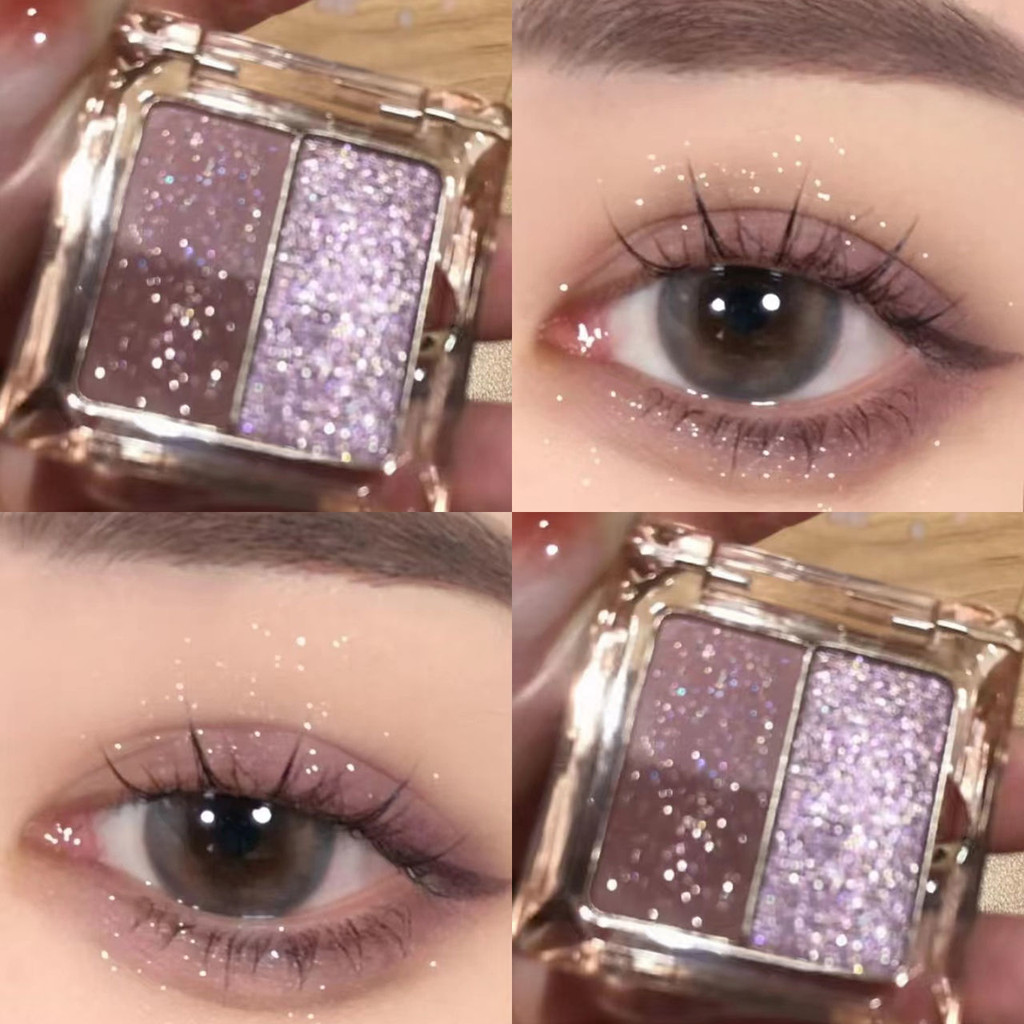 3 สี Glitter อายแชโดว์สีม่วง Mini แบบพกพา Earth Color Matte อายแชโดว์ติดทนนานกันน้ํา Shimmer Pigment แต่งหน้า