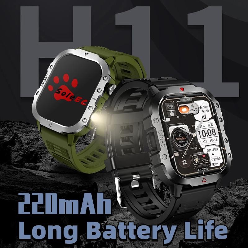 สมาร์ทวอทช์ SOLE EC-H11 รุ่น H11 สไตล์ใหม่ เหมาะสําหรับผู้ชาย พร้อมไฟฉาย หน้าจอ 2.01 นิ้ว เหมาะสําหร