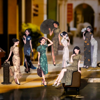 Journal GO 20pcs Vintage จีน Cheongsam สาวสติกเกอร์ diy ตกแต…