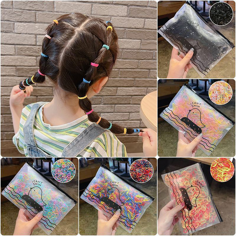 ยางรัดผม 500 ชิ้น/ใหญ่ 1,000 ชิ้น/เล็ก ยางรัดผมยืดหยุ่นสูง สีโดปามีนน่ารัก ไม่ขาดง่าย