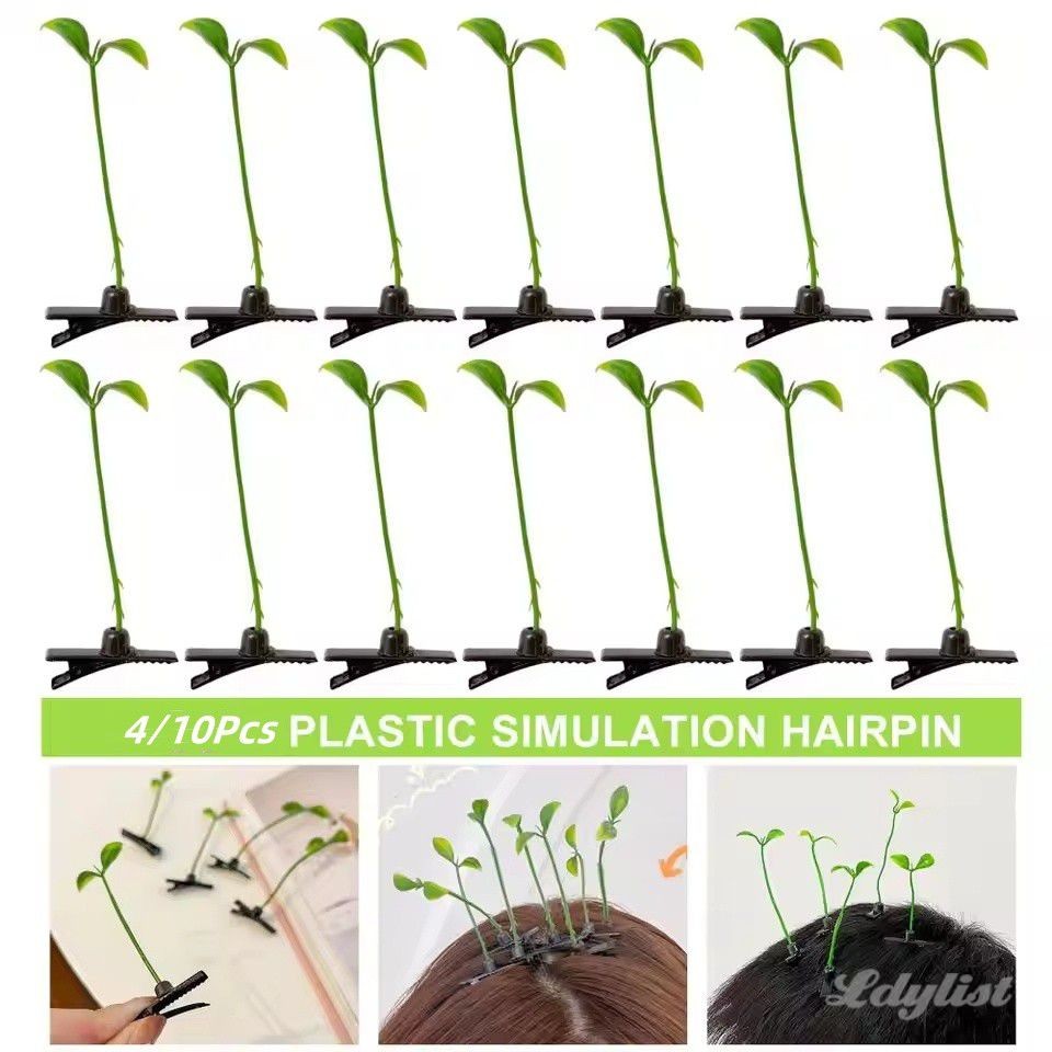 ღ กิ๊บติดผมรูปต้นไม้น่ารัก กิ๊บติดผมรูปถั่วงอก 10 ชิ้น กิ๊บติดผมรูปใบปลอมกันลื่นสำหรับผู้ใหญ่และเด็ก