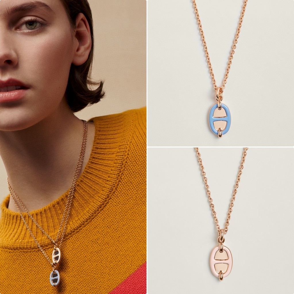 【ก่อนสั่งสอบถาม】ราคา2800 HHH mini สร้อยคอ สร้อยคอแฟชั่น สร้อยคอจมูกหมู สร้อยเคลือบสีผสม