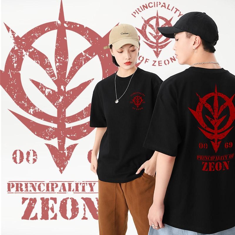 Gundam เสื้อยืด Zeon อนิเมชัน แขนสั้น ทั้งเพศ 100% cotton คอลล์กลม ยืดหายใจดี ดูดเหงื่อ S-5XL [COD|พร้อมส่ง]