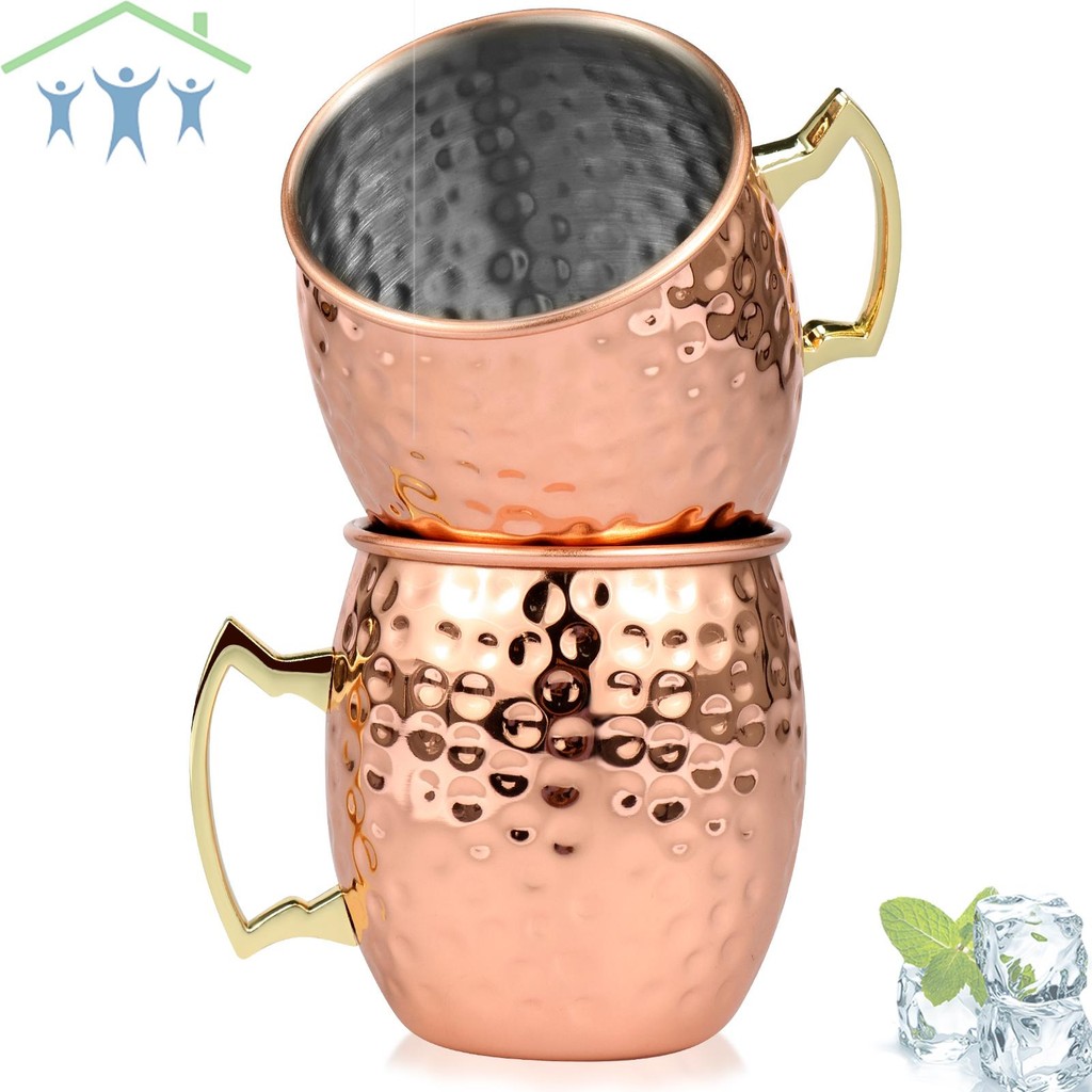 2 ชิ้น Moscow Mule แก้ว 16 ออนซ์ขนาดใหญ่ความจุถ้วย Handcrafted Moscow Mule ถ้วย SHOPSBC3634