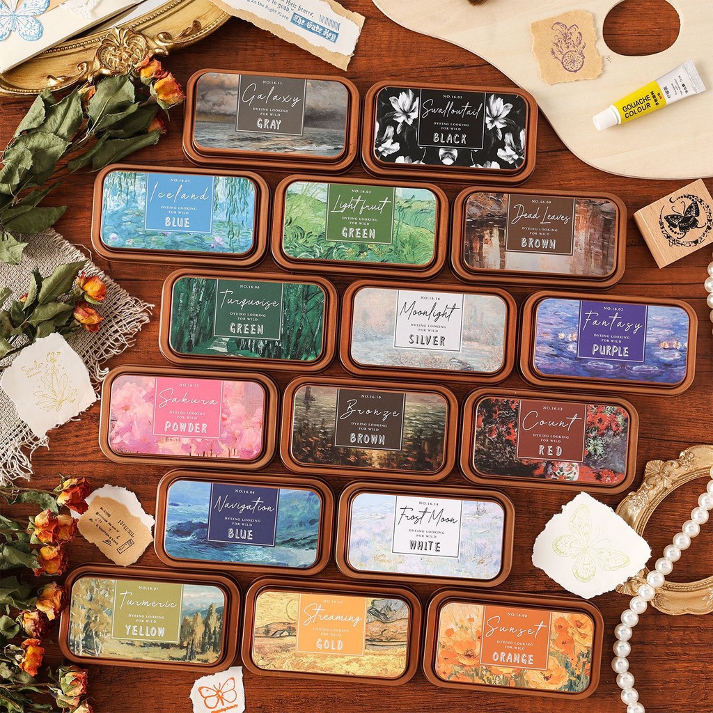 Tuo Dyeing Wild กล่องเหล็ก Eco-Cotton Handbook Ink Pad Cross-Border Neutral Retro Ink Pad Seal Ink Pad