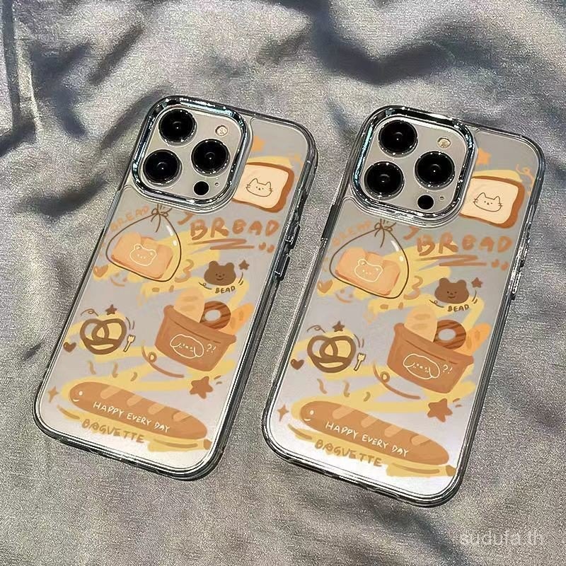 ขนมเช้าขนมปังหมีเคสโทรศัพท์เหมาะสําหรับiPhone 14 15 16 promax xr 11promax 12promax 13promax 14Plusกั