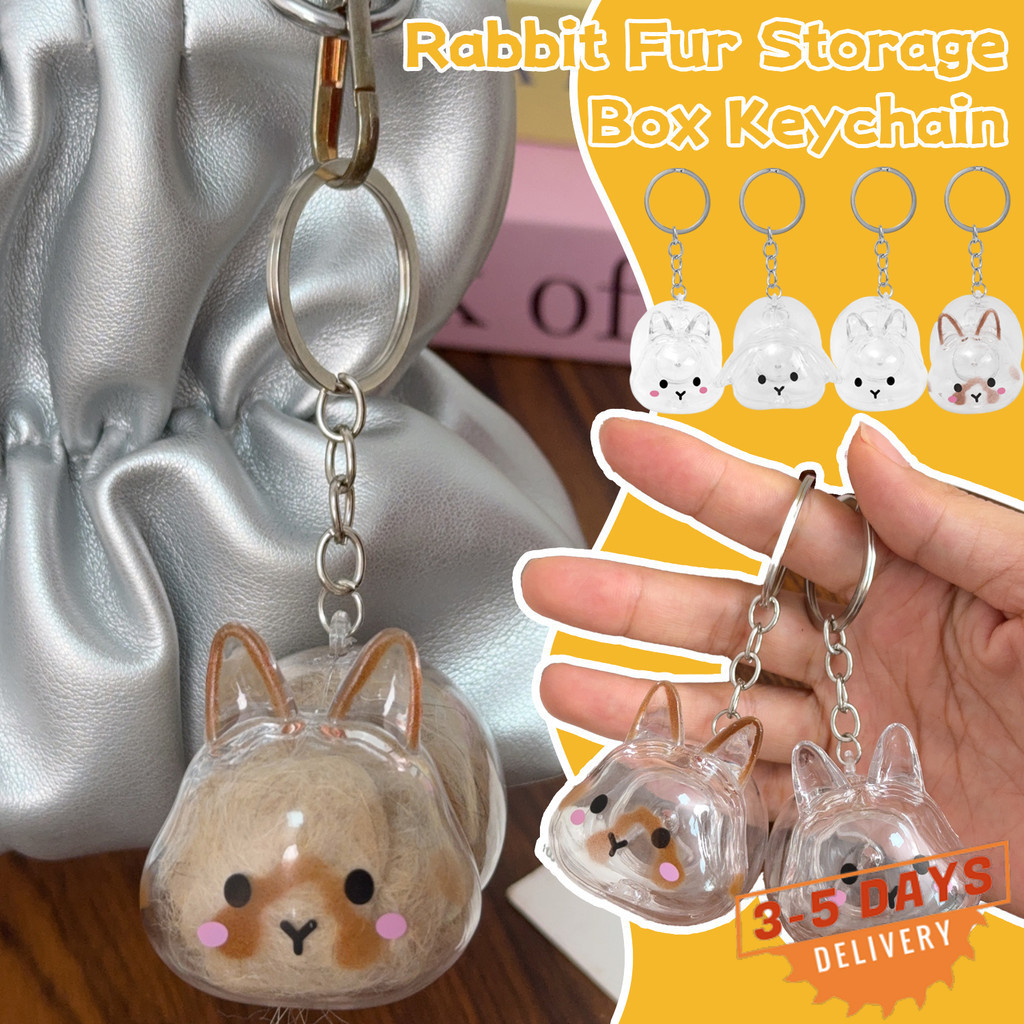 [จัดส่ง 3-5 วัน]พวงกุญแจกล่องที่ระลึกขนกระต่าย | จัดเก็บโปร่งใสขนาดกะทัดรัดสําหรับขนสัตว์เลี้ยง/Mementos, 4 ดีไซน์กระต่ายน่ารักน้ําหนักเบาและเป็นมิตรกับการเดินทาง