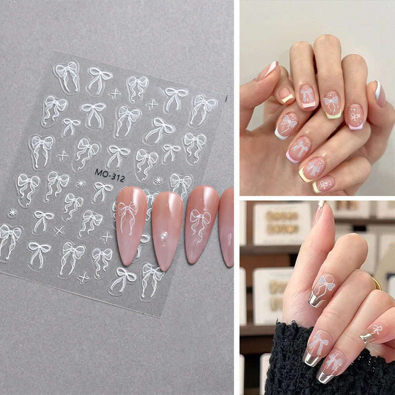 Ins Streamers Bow Nail Art Sticker Bow Pink Nail Sticker