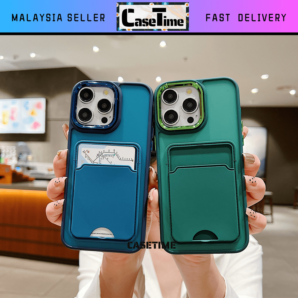 Oppo A16 A18 A38 A53 2020 A54 A78 A94 A98 F11 Pro Reno 5F 8T fon sarung chrome ผู้ถือบัตรกรณีปลอก