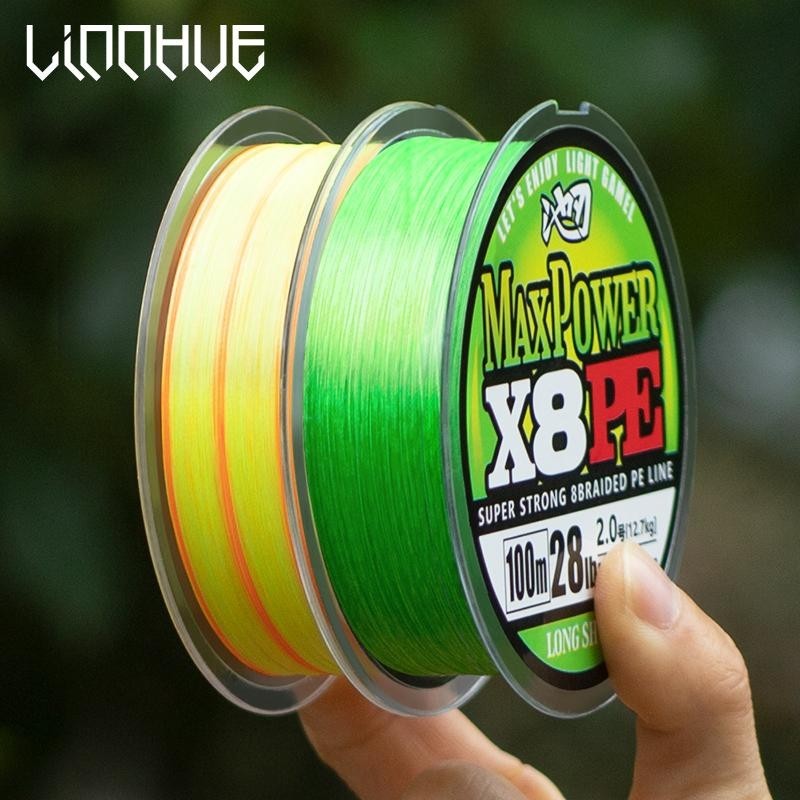 Linnhue 100 M Multifilament สายตกปลาถัก 0.6 #-6.0 # Strong 8 Strands สาย PE ญี่ปุ่น Smooth Fishline 