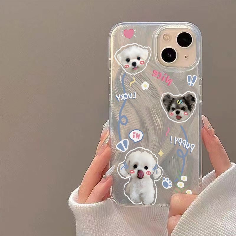 กรอบสีแดง Bichon เหมาะสําหรับ IPhone 15 14 13 12 11 Pro X XR XS MAX 7 8 Plus Se2020 เคสโทรศัพท์ BW0S