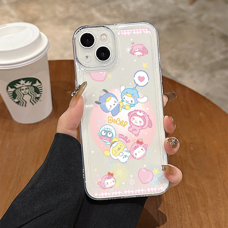 สำหรับ iPhone6 7 8 11 13 15 1412Pro X XS XR SE2020 Max 7 8 14 15Plus การ์ตูนน่ารักแมวน้ำสัตว์กรณีโทรศัพท์มือถือซิลิโคนใส