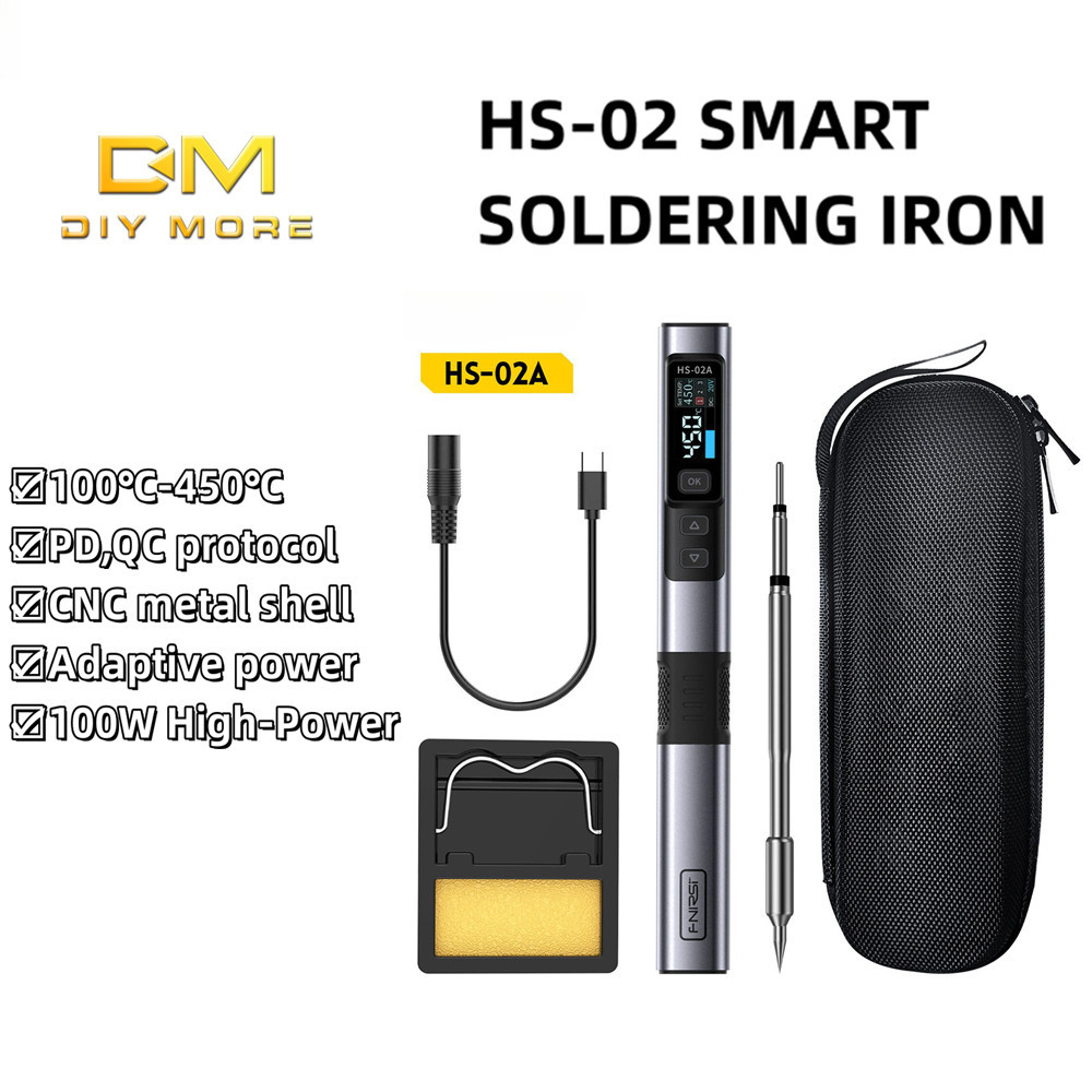 Diymore FNIRSI HS-02 อัจฉริยะหัวแร้ง 100W แบบพกพา Thermostatic สถานีบัดกรีบัดกรีปากกา Home Maintenance เชื่อม