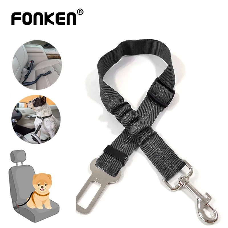 Fonken เข็มขัดนิรภัยสุนัขเข็มขัดนิรภัยรถยนต์สายรัดสําหรับสุนัขปรับไนลอนทนทานสะท้อนแสงบันจี้จัมผ้า Te