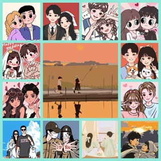 20*20 30*30 40*40ซม.ภาพสีน้ํามันทําเอง/พีบีเอ็น/ระบายสีตามตั…