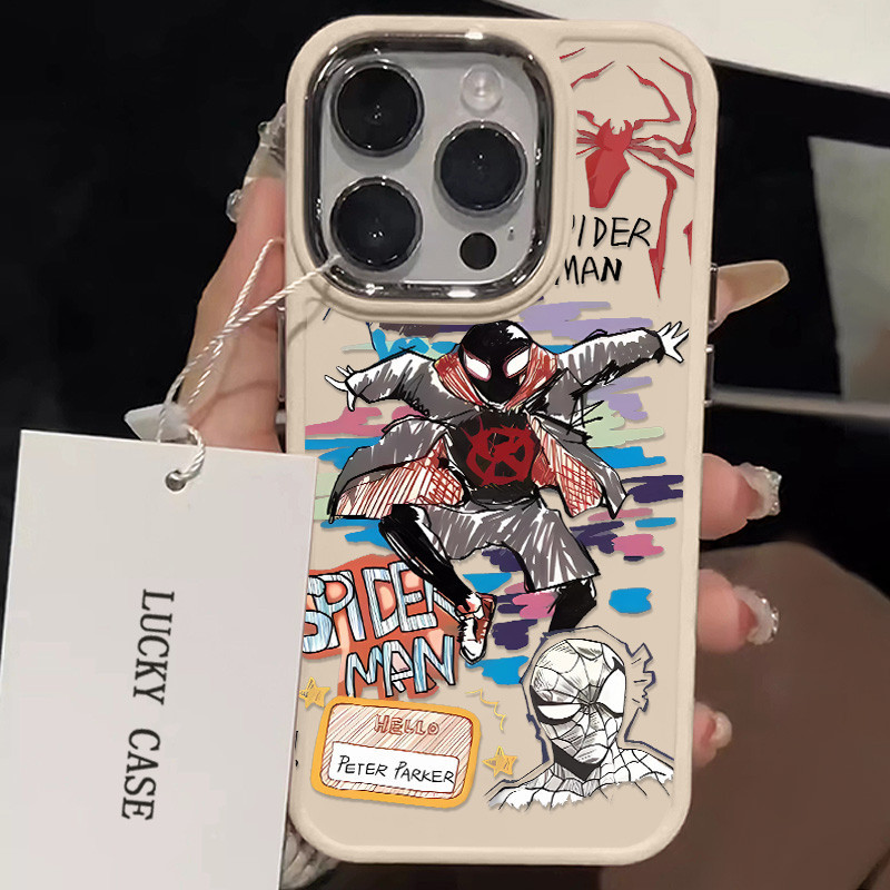 อินเทรนด์ Cool Graffiti Spider Man เคสโทรศัพท์สําหรับ IPhone 15 14 13 12 11 Pro Max Xs XR 8 7 Plus กันกระแทก Anti Slip ทนทาน Aestheticly Please Soft TPU ฝาหลัง