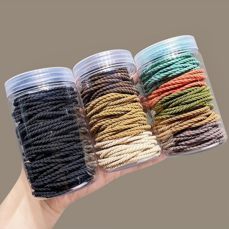 100ชิ้นชุดผมกระป๋องผูกแฟชั่นเกาหลีที่เรียบง่ายยางรัดผูกผมยืดหยุ่นสูงได้รับ ราบุต อุปกรณ์ผม