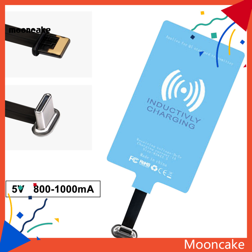 Moon * ตัวรับสัญญาณเครื่องชาร์จไร้สาย Universal Fast Charge Mini 8Pin Type-C Qi แผ่นชาร์จไร้สายคอยล์สําหรับ iPhone