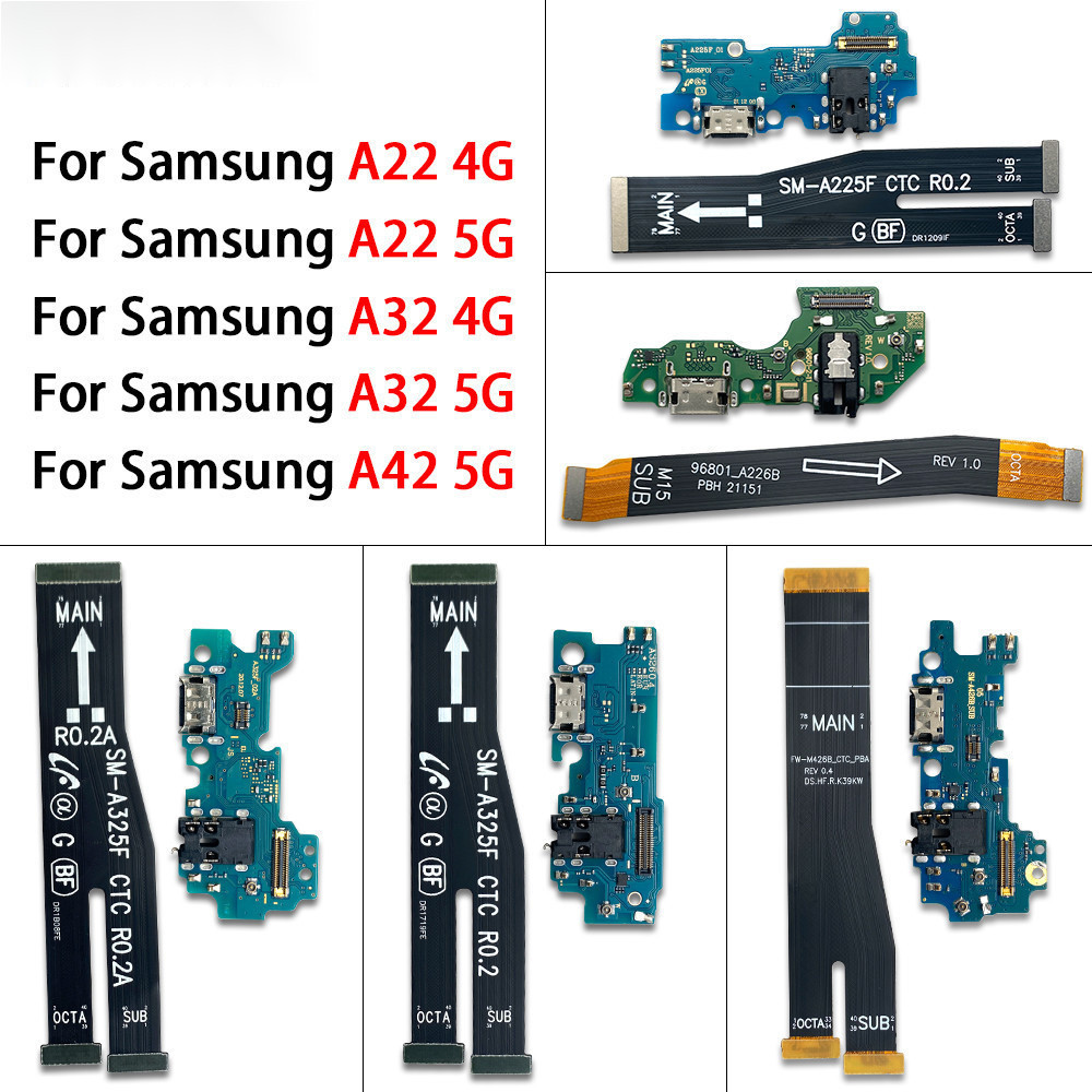 Tm45 & ใหม่ USB ชาร์จพอร์ตบอร์ดเชื่อมต่อชิ้นส่วน + เมนบอร์ดหลัก Flex สําหรับ Samsung Galaxy A22 A32 A42 4G 5G A225F A226 A325F A336 A426&