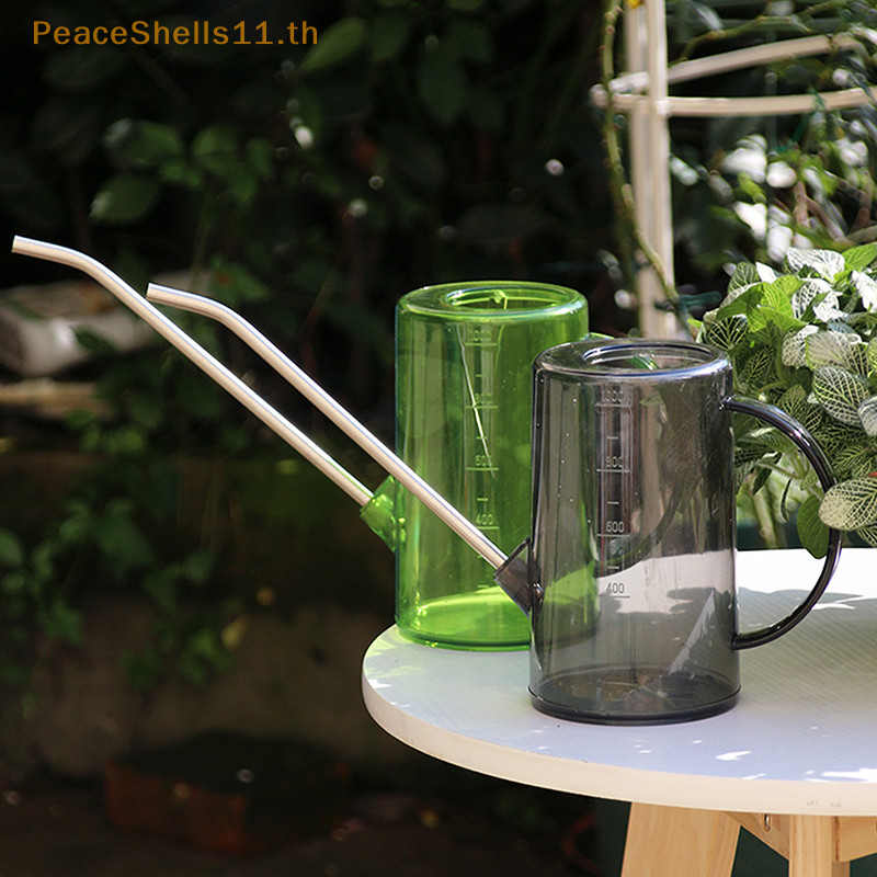 Peaceshells รดน้ําสวนขนาดใหญ่ความจุที่ถอดออกได้รดน้ํากาต้มน้ําในครัวเรือนสแตนเลสปากยาวสวนสนามหญ้า 1.5l พลาสติก TH