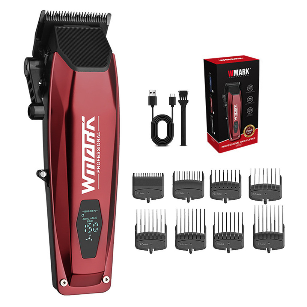 Wmark NG-125 Professional Hair Clipper สําหรับผู้ชายจอแสดงผล LCD ใบมีดเซรามิคประเภท C-USB พอร์ตตัดผมผม Trimmer