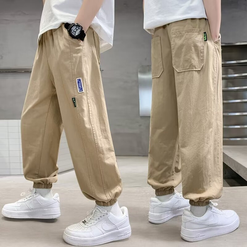 Fast Shipping 110-170 ซม.ฤดูร้อนชายกางเกงลําลองกลางเด็กใหญ่บางสไตล์หลวมแฟชั่น Overalls กางเกง