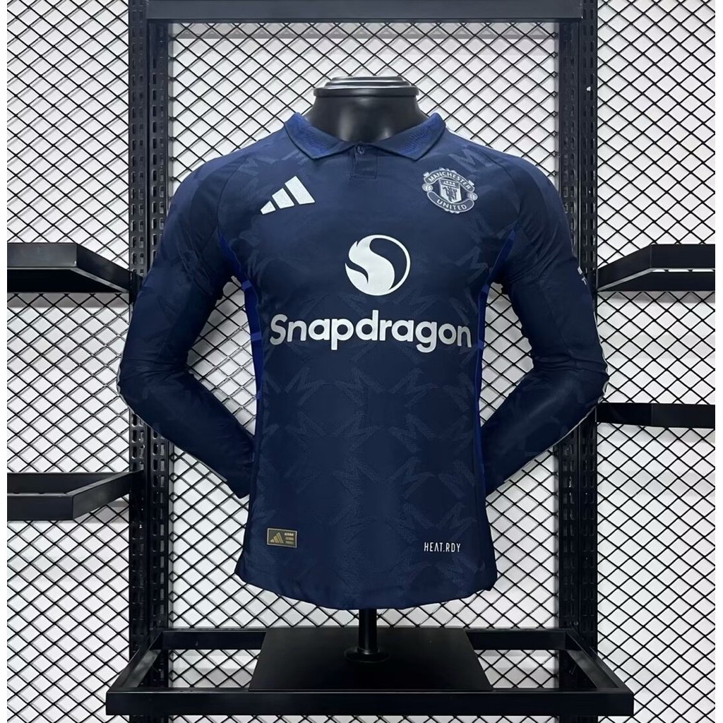2024 ใหม่ MU away football Player เวอร์ชั่นเสื้อเสื้อฟุตบอลแขนยาวคุณภาพสูงด้านบน AAA+