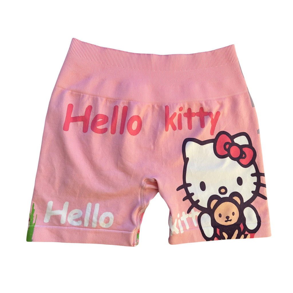 กางเกงขาสั้นออกกําลังกายโยคะ Hello Kitty Pressure Hip Lift กางเกงกีฬาขาสั้นทรงเข้ารูป
