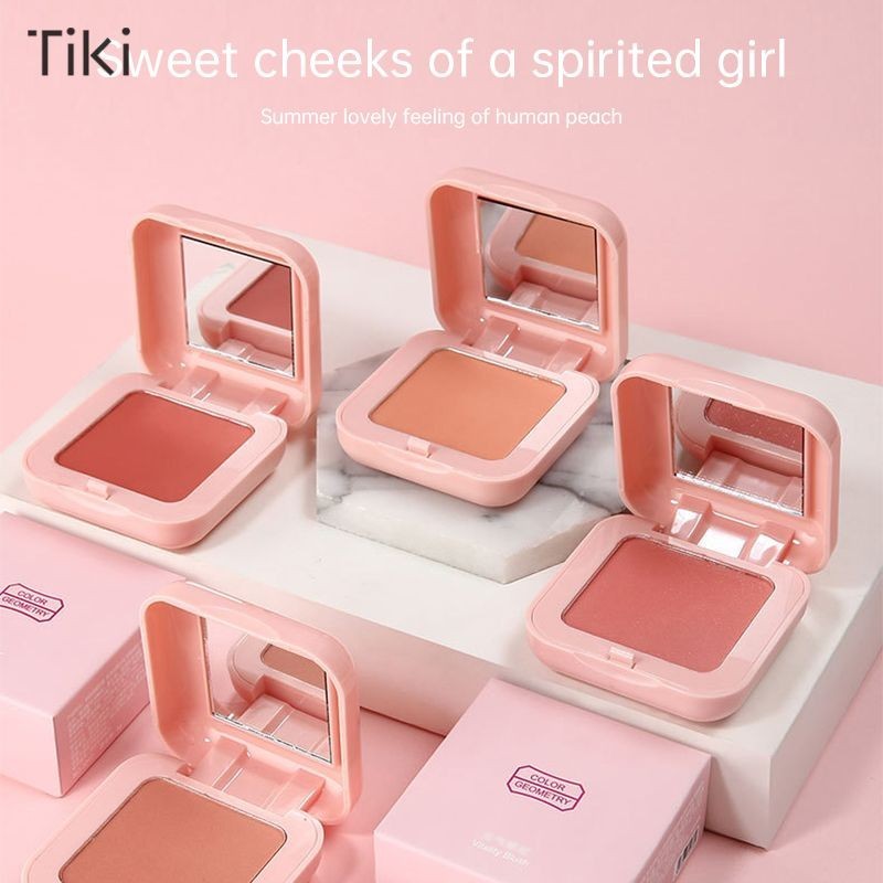 TiKi.thMonochrome Blusher Brightens Skin Tone Matte Blusher Fine Glitter Highlight Color Blusher-TK