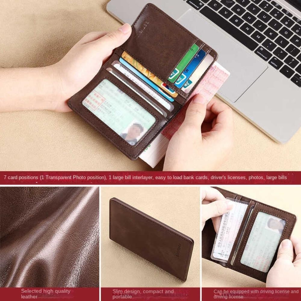 กระเป๋าสตางค์ผู้ชาย CONFIANZA กระเป๋าสตางค์ใบสั้นหนังบาง RFID Card Holder Men