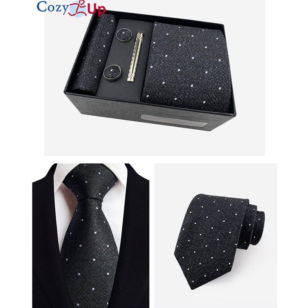 Cozy Up 5 ชิ้น Set Paisley Mens Tie รวม Tie Square Scarf Cuff Tie Clip Box