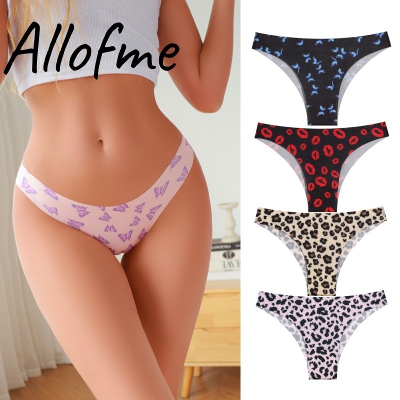 Allofme กางเกงชั้นในไม่มีรอยต่อและไร้ร่องรอยสําหรับผู้หญิง ชุดชั้นในพิมพ์ลายเซ็กซี่ ชุดชั้นในนุ่มสบาย 15 สี