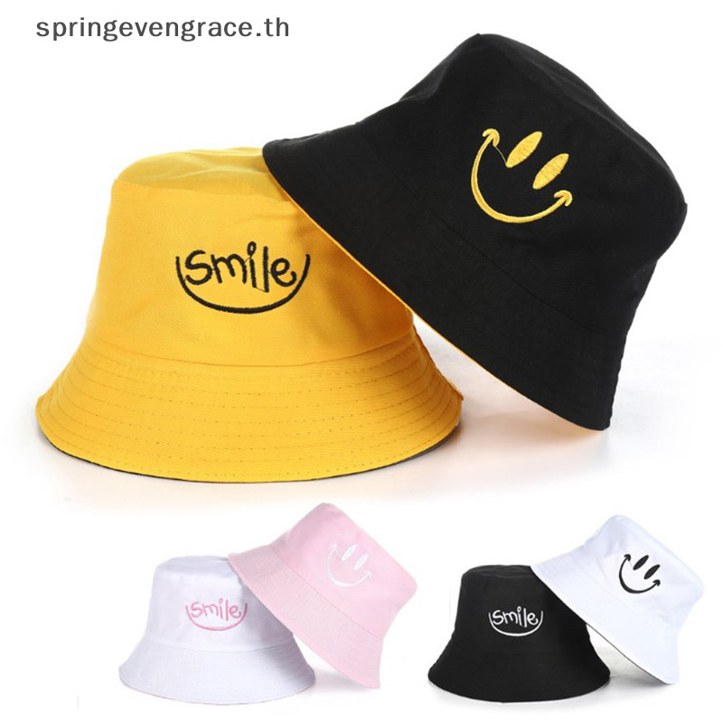 Springevengrace Unisex Bucket Hat เย็บปักถักร้อยผู้หญิงผ้าฝ้ายหมวกสองด้านชายหาดตกปลาหมวกกันแดดใหม่