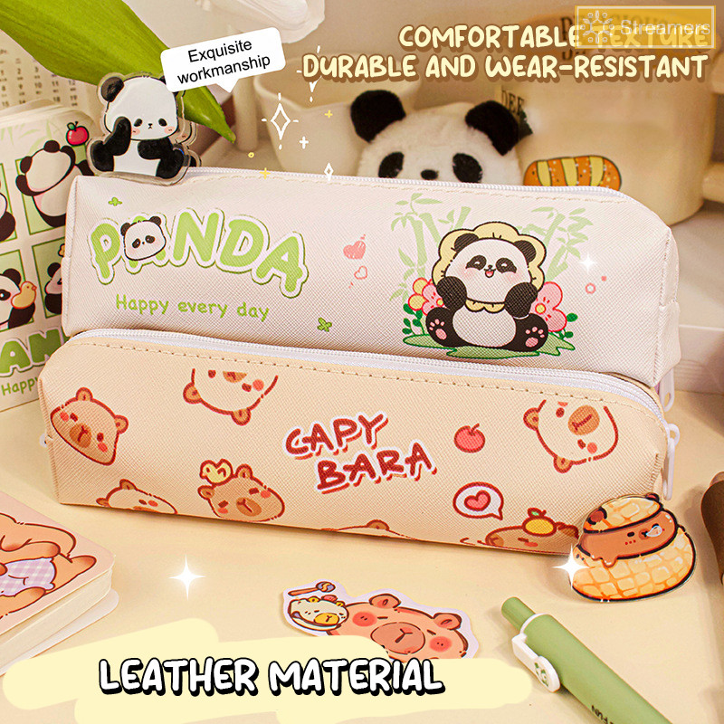 {Streamers} การ์ตูนแฟชั่นผ้าใบ Capybara Panda กระต่ายกระเป๋าดินสอน่ารักสร้างสรรค์เครื่องเขียนกล่องขนาดใหญ่ความจุกล่องดินสออุปกรณ์การเรียนใหม่