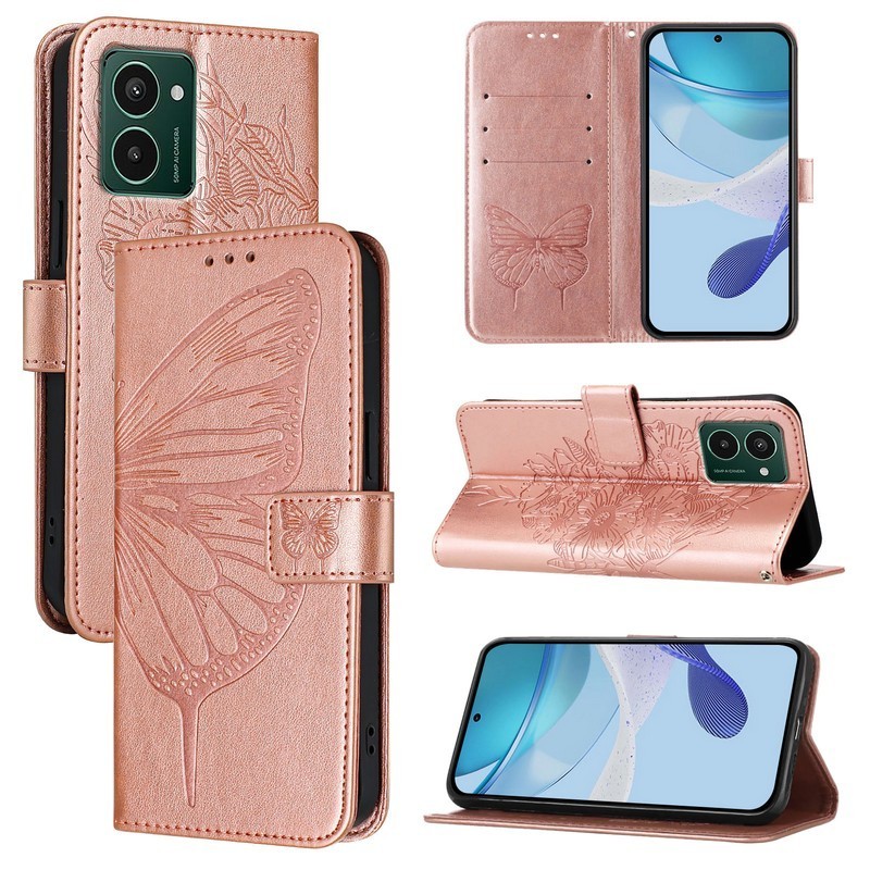 สําหรับ HMD Pulse Pro /HMD Pulse/ HMD Pulse Plus Casing Luxury Butterfly Card Slots Wallet Flip Leat