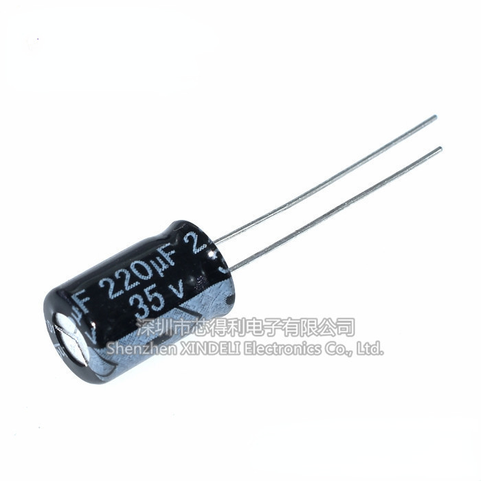 35v220uf 8 * 12mm Electrolytic Capacitor ยี่ห้อใหม่ 220UF/35V In-Line Volume: 8X12MM Plug-In Capacitor