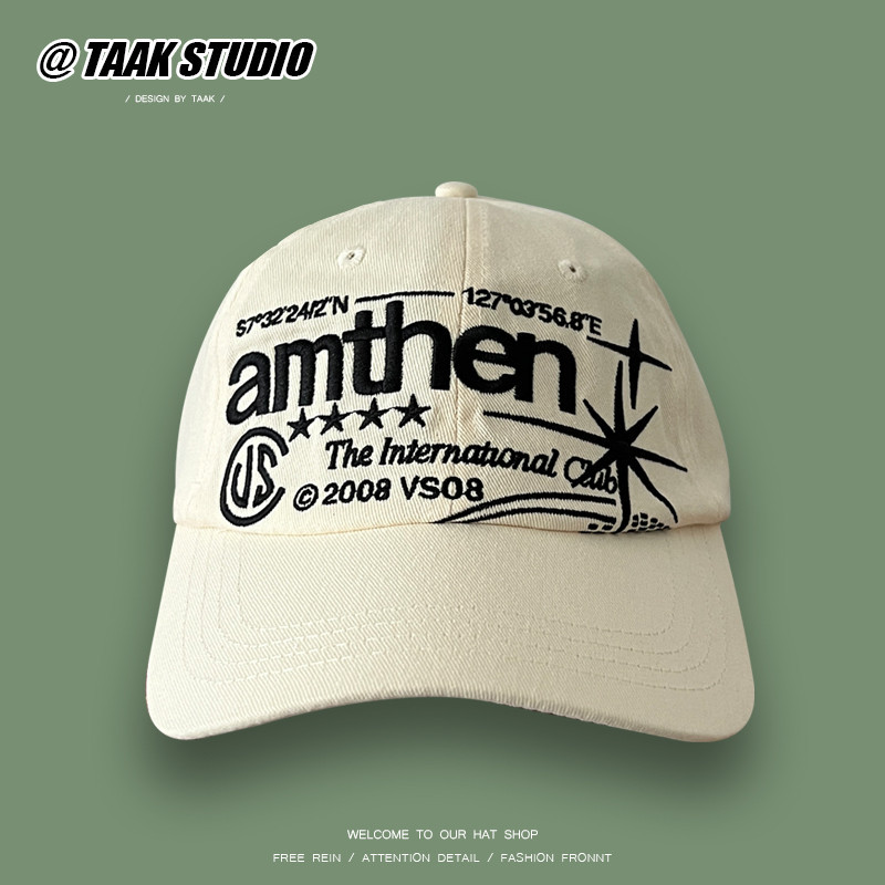 American Retro Letter เย็บปักถักร้อยเบสบอลหมวกหญิงฤดูร้อนเกาหลีรุ่น All-Match ins Street Peaked หมวกอินเทรนด์ชายคู่