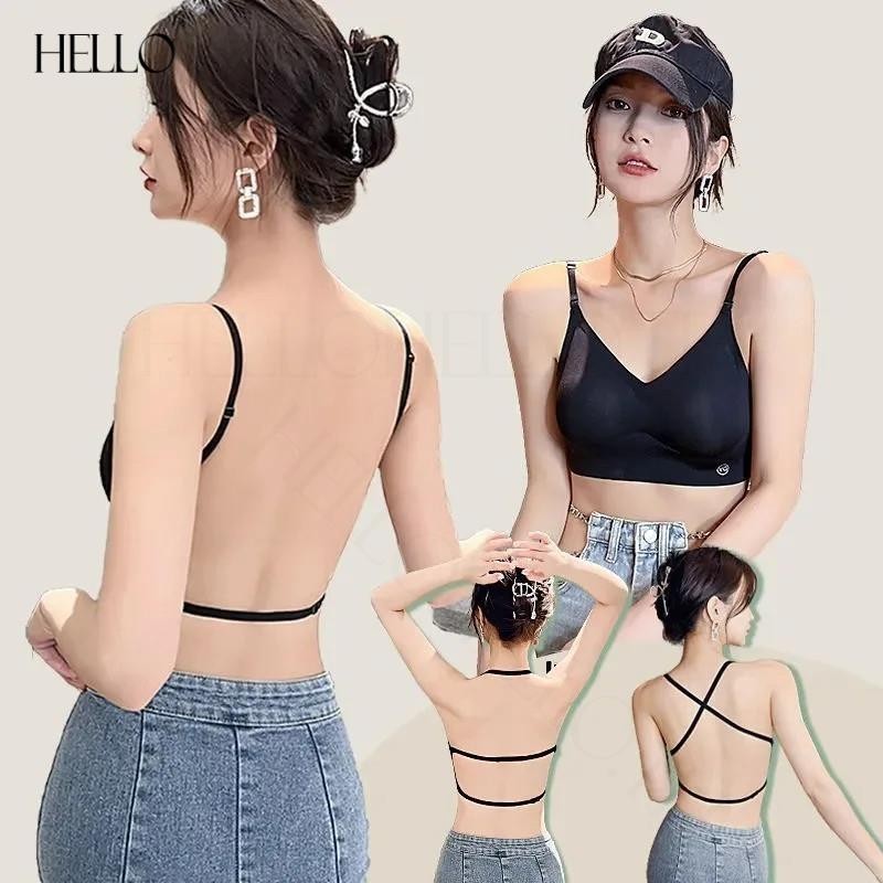 พร้อมส่ง sexy bra เสื้อชั้นในสตรีบราเว้าหลังรูปตัว U ไม่มีโครง ชุดชั้นใน บราดันทรง ไร้สายใส่สบาย เซ็กซี่ สําหรับผู้หญิง
