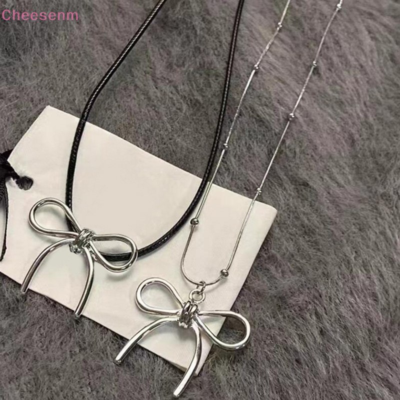 Cheenm อินเทรนด์ Bowknot สร้อยคอเงินสี Clavicle Chain สําหรับผู้หญิง Elegant Vintage Sweet Bow Choker สร้อยคอเครื่องประดับของขวัญ TH