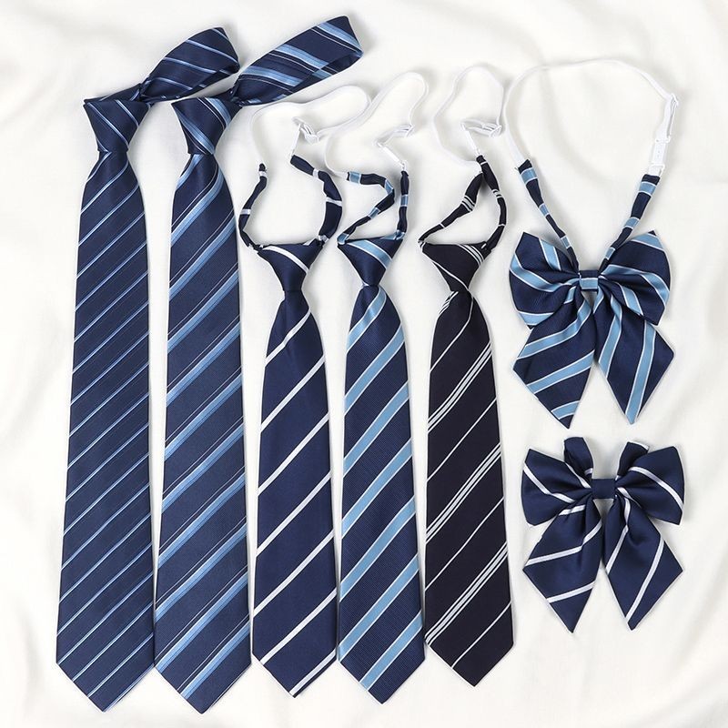 Blue Tie Preppy สไตล์ jk Lazy Man ฟรีเสื้ออุปกรณ์เสริมสไตล์ญี่ปุ่นลาย Bachelors Uniform Bow Tie หญิง Hand-made ชาย dk
