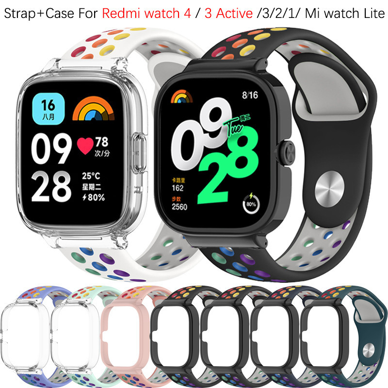สายรัดซิลิโคนอ่อนนุ่มสีรุ้งสําหรับ Redmi Watch 4 / 3 Active / 3 / 2 / 1 / Mi Watch Lite band Sport สร้อยข้อมือสมาร์ทวอทช์