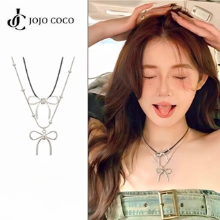 Jojo COCO ใหม่โบว์หนังสร้อยคอผู้หญิง Ins Retro Clavicle Chai…